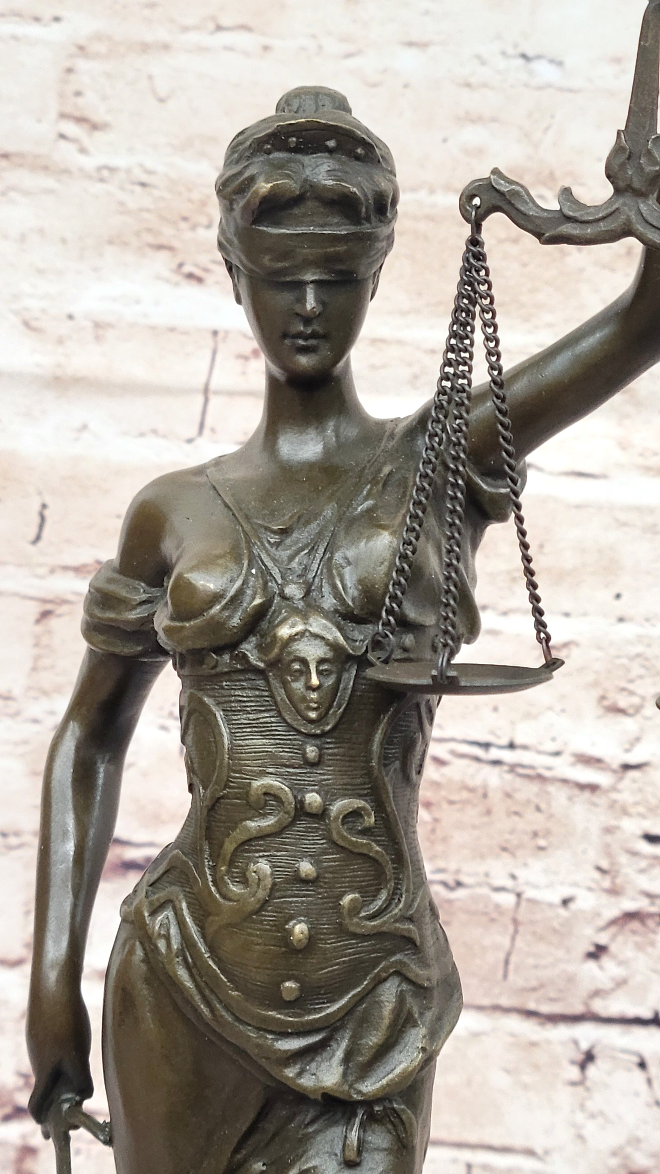 Bronze Blind Lady of Justice Scales Law Lawyer Office Sculpture