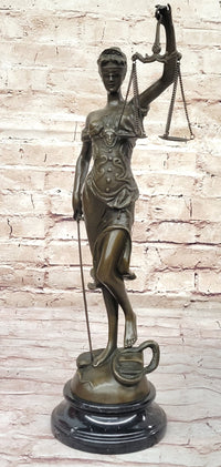 Bronze Blind Lady of Justice Scales Law Lawyer Office Sculpture