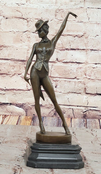Cabaret Bronze Dancer Sculpture with Hat and Heels
