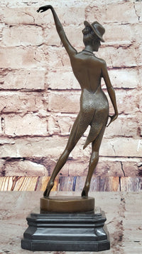 Cabaret Bronze Dancer Sculpture with Hat and Heels