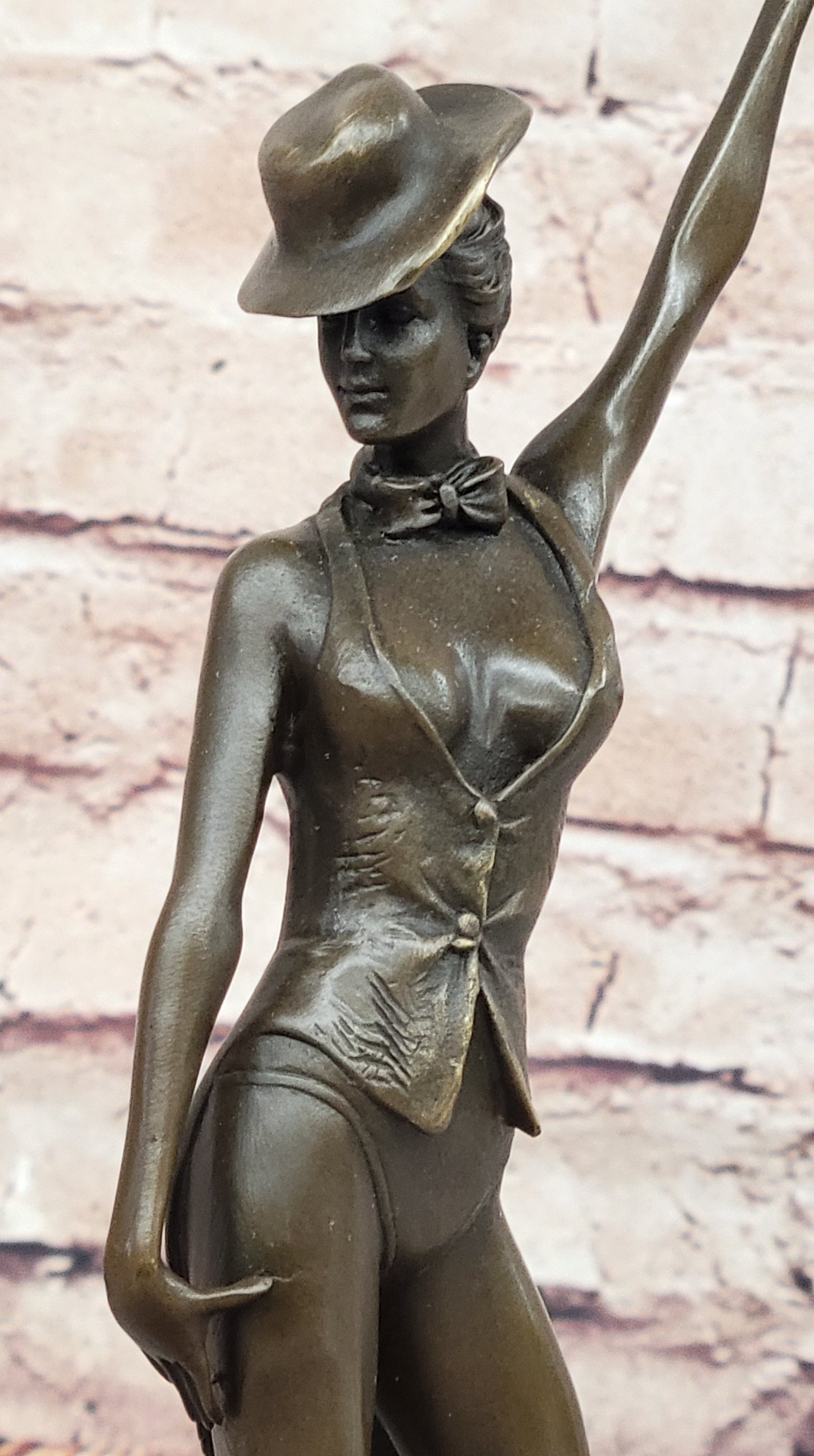 Cabaret Bronze Dancer Sculpture with Hat and Heels