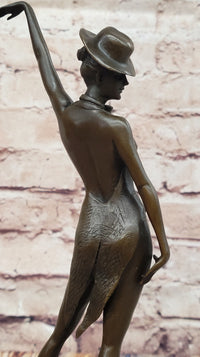 Cabaret Bronze Dancer Sculpture with Hat and Heels