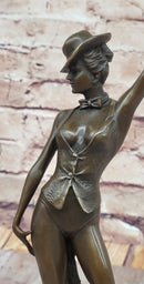 Cabaret Bronze Dancer Sculpture with Hat and Heels
