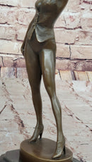 Cabaret Bronze Dancer Sculpture with Hat and Heels