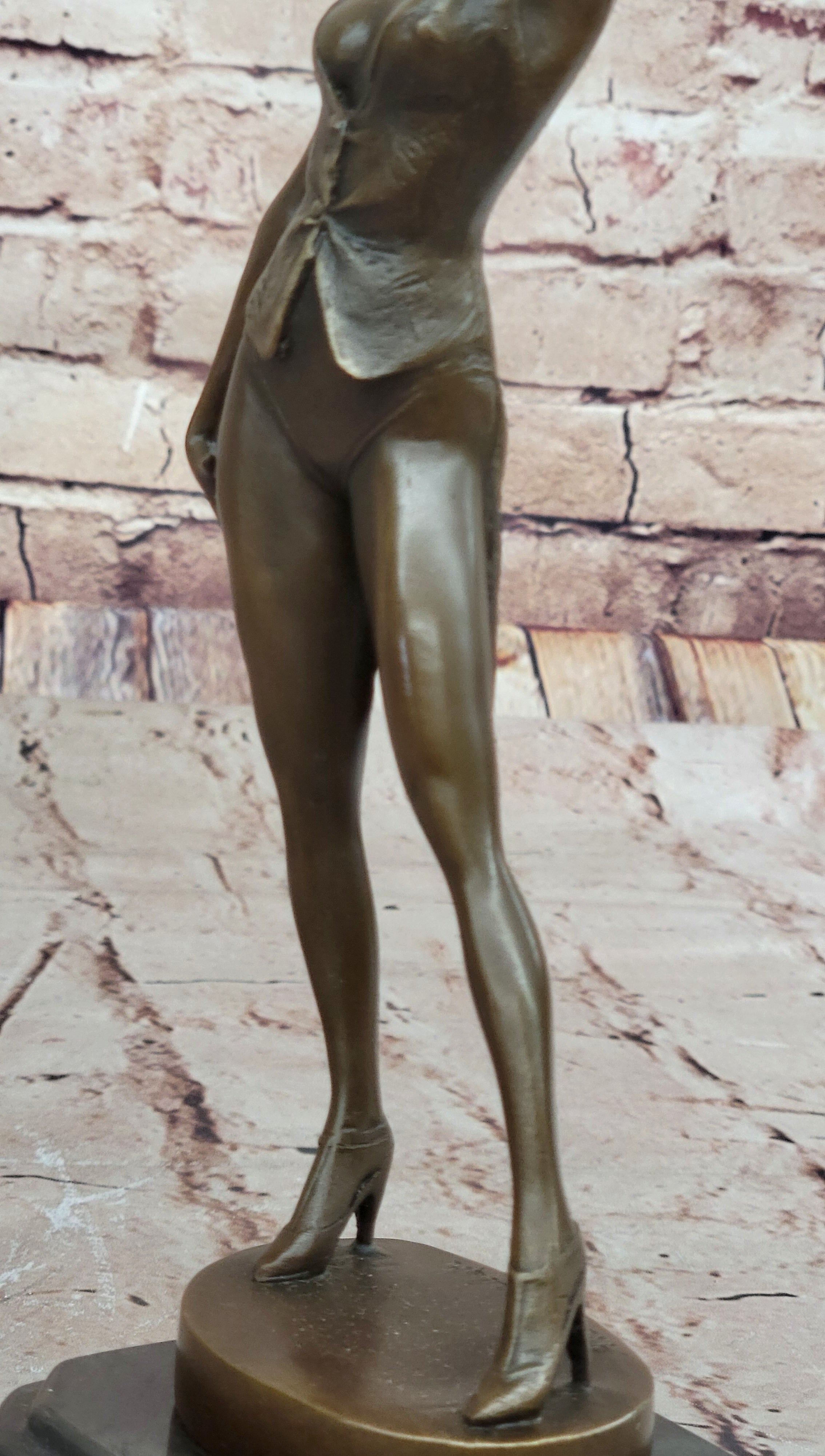 Cabaret Bronze Dancer Sculpture with Hat and Heels