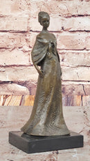 Bronze Lady Sculpture – Classic in Flowing Gown on Marble Base