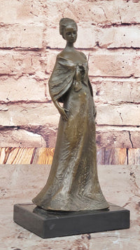 Bronze Lady Sculpture – Classic in Flowing Gown on Marble Base