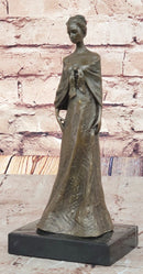 Bronze Lady Sculpture – Classic in Flowing Gown on Marble Base
