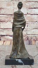 Bronze Lady Sculpture – Classic in Flowing Gown on Marble Base