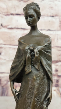 Bronze Lady Sculpture – Classic in Flowing Gown on Marble Base
