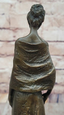 Bronze Lady Sculpture – Classic in Flowing Gown on Marble Base