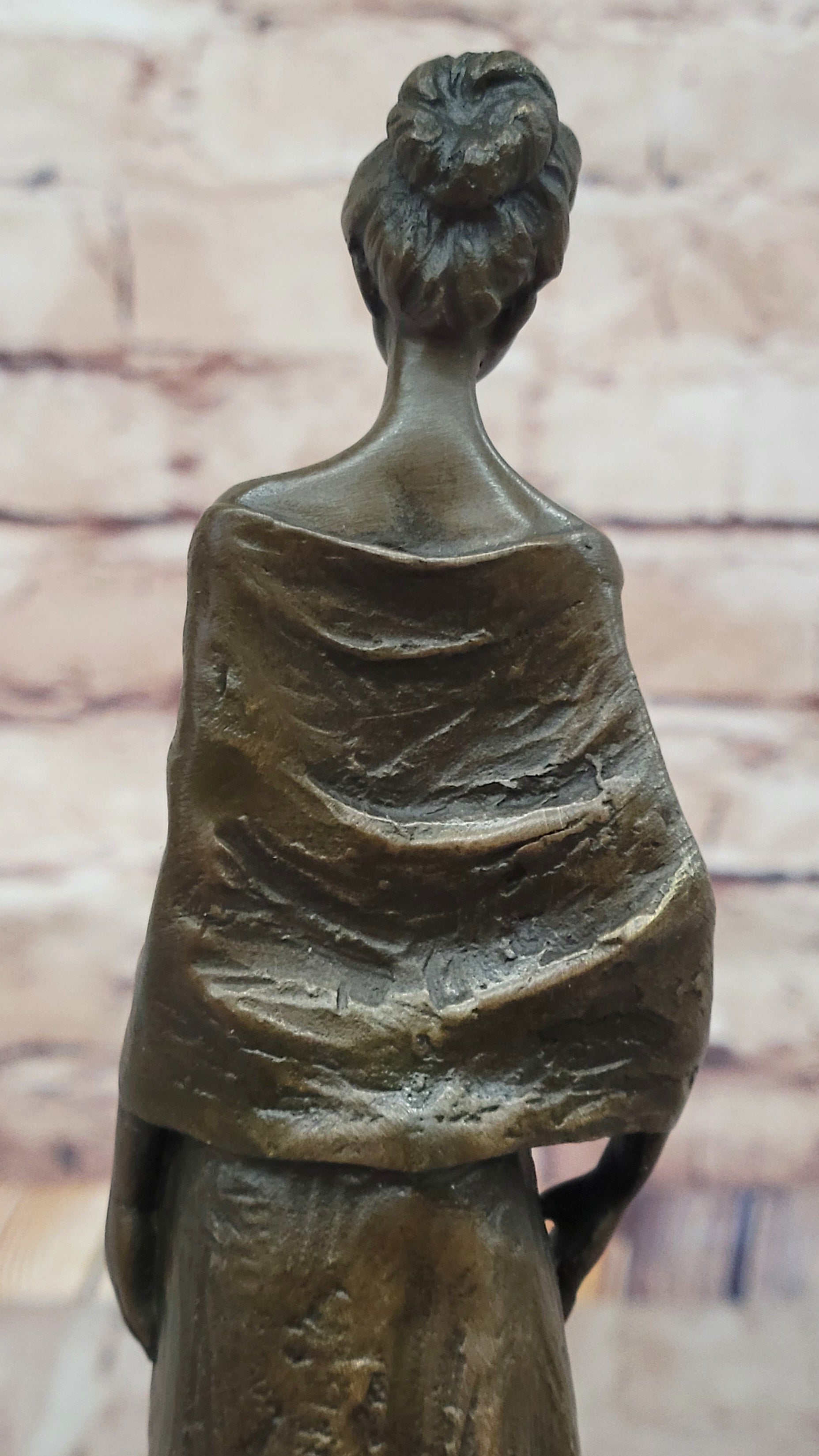 Bronze Lady Sculpture – Classic in Flowing Gown on Marble Base