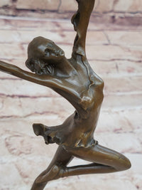 Girl Dancing with Birds Bronze Metal Sculpture Marble Base