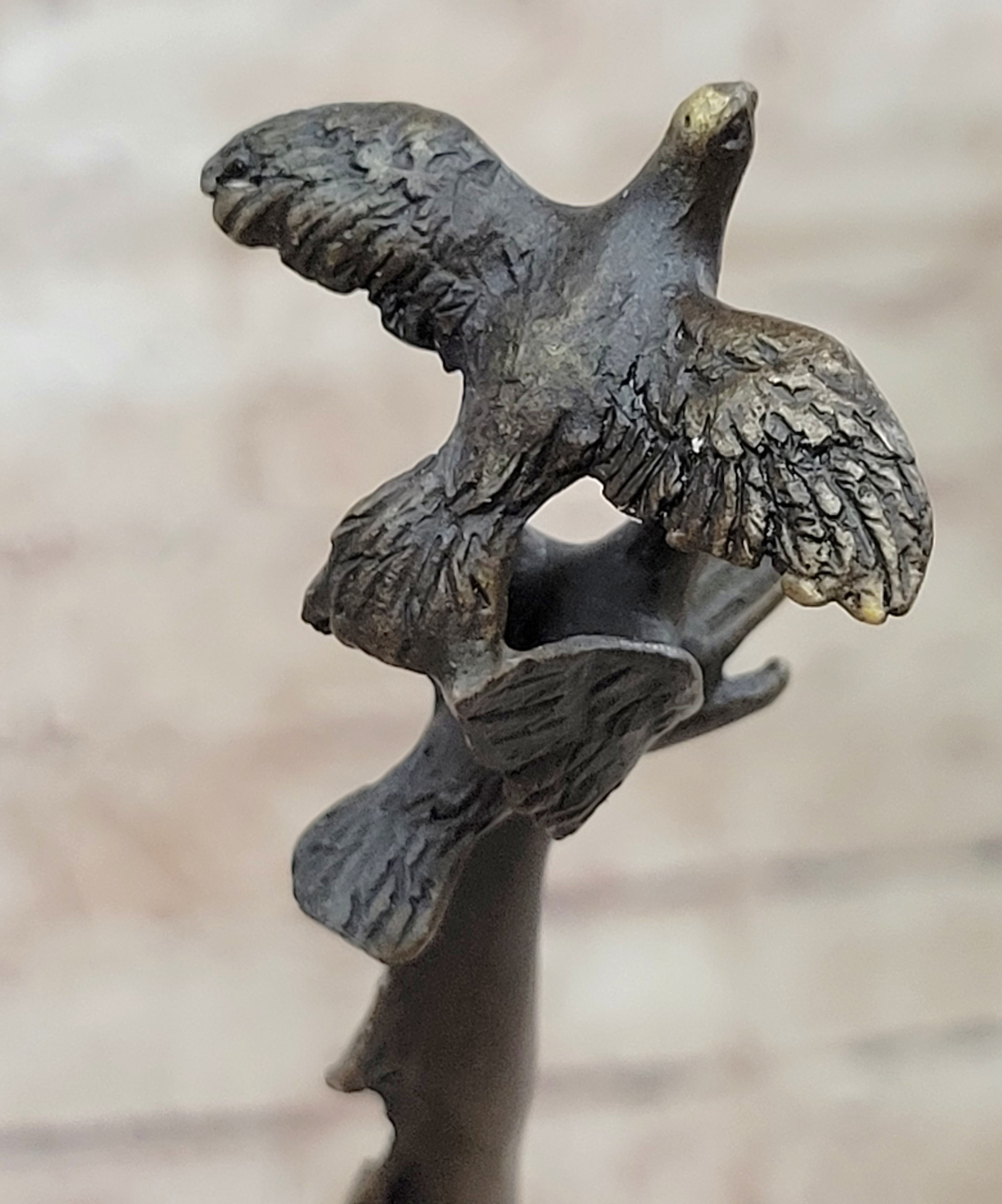 Girl Dancing with Birds Bronze Metal Sculpture Marble Base
