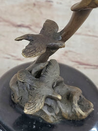 Girl Dancing with Birds Bronze Metal Sculpture Marble Base