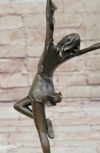 Girl Dancing with Birds Bronze Metal Sculpture Marble Base