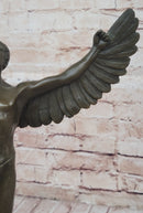 Nude Icarus Rising Day by Weinman Bronze Sculpture Statue Figure on Marble Base