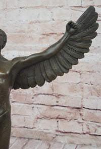 Nude Icarus Rising Day by Weinman Bronze Sculpture Statue Figure on Marble Base
