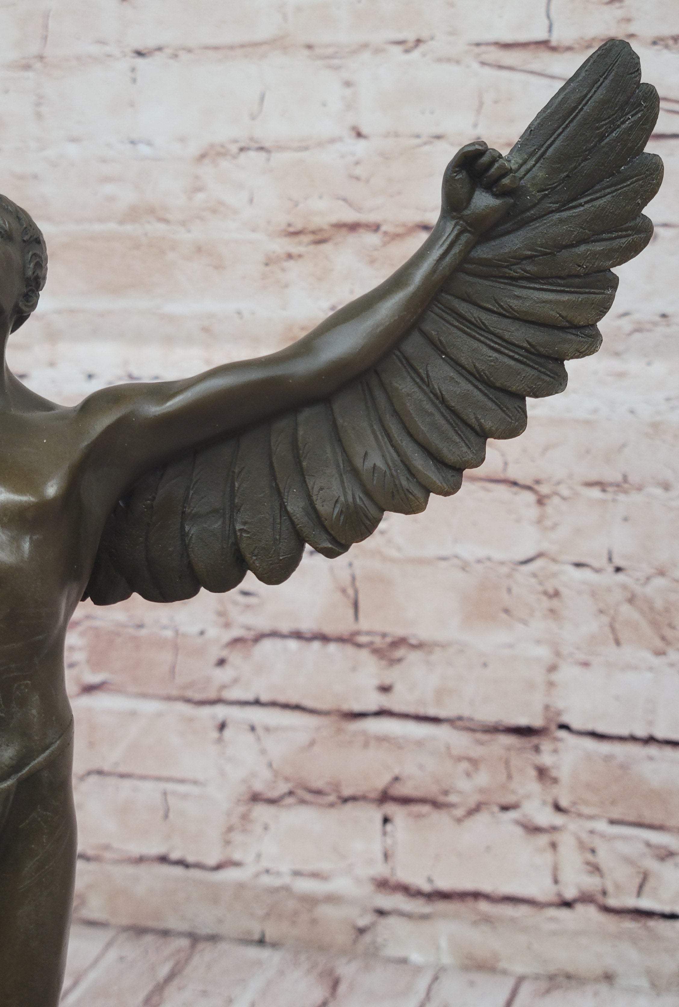 Nude Icarus Rising Day by Weinman Bronze Sculpture Statue Figure on Marble Base