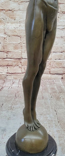 Nude Icarus Rising Day by Weinman Bronze Sculpture Statue Figure on Marble Base