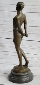 Well Endowed Nude Man Male Bronze Figure Sculpture Gay Art Marble Base