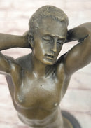 Nude Male Model Erect Penis Erotic Bronze Sculpture Signed Gay Art