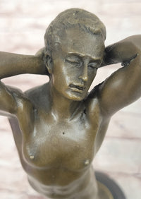 Nude Male Model Erect Penis Erotic Bronze Sculpture Signed Gay Art