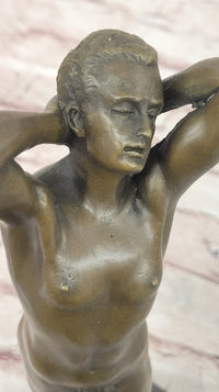 Nude Male Model Erect Penis Erotic Bronze Sculpture Signed Gay Art