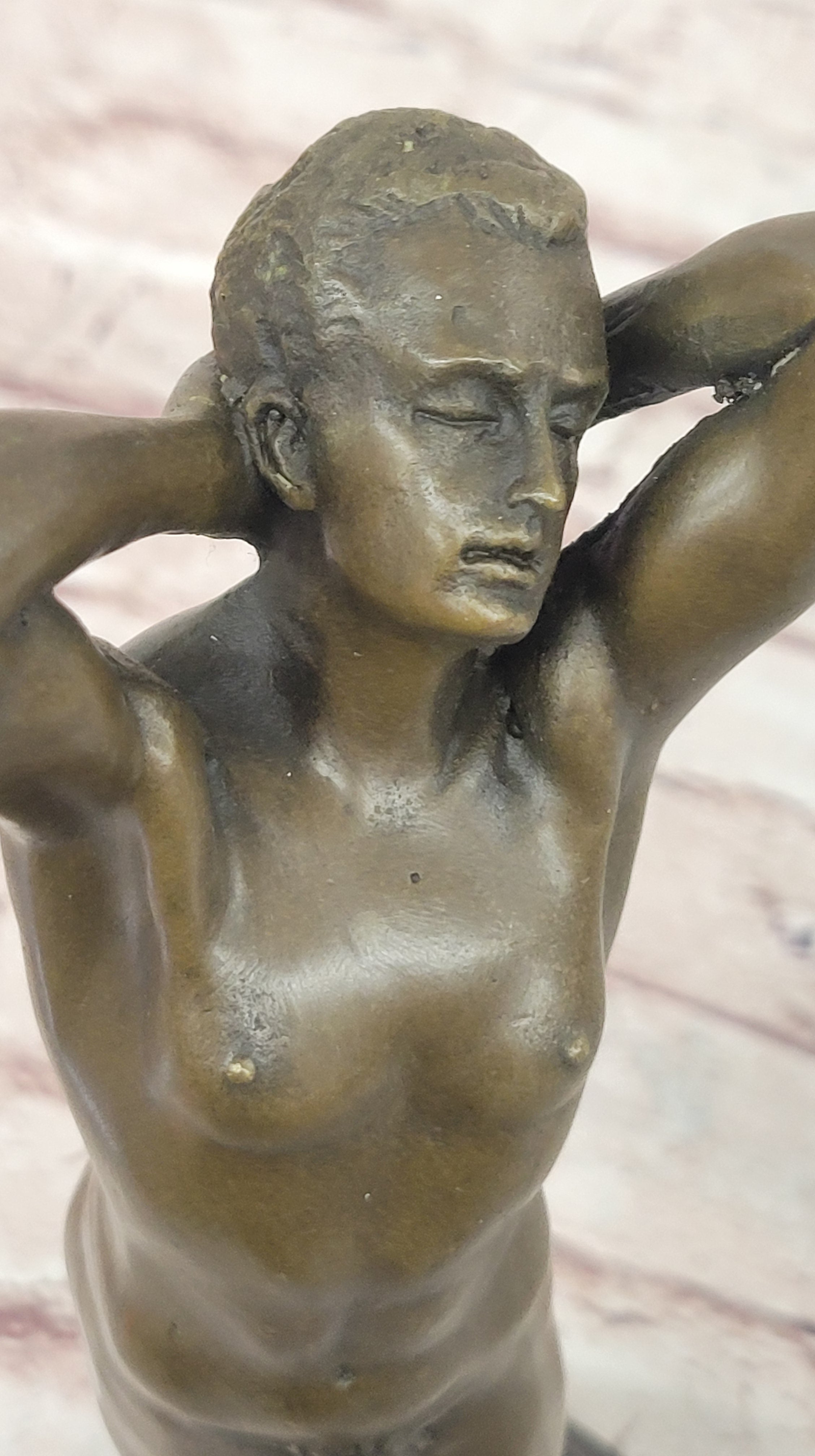Nude Male Model Erect Penis Erotic Bronze Sculpture Signed Gay Art
