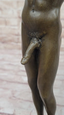 Nude Male Model Erect Penis Erotic Bronze Sculpture Signed Gay Art