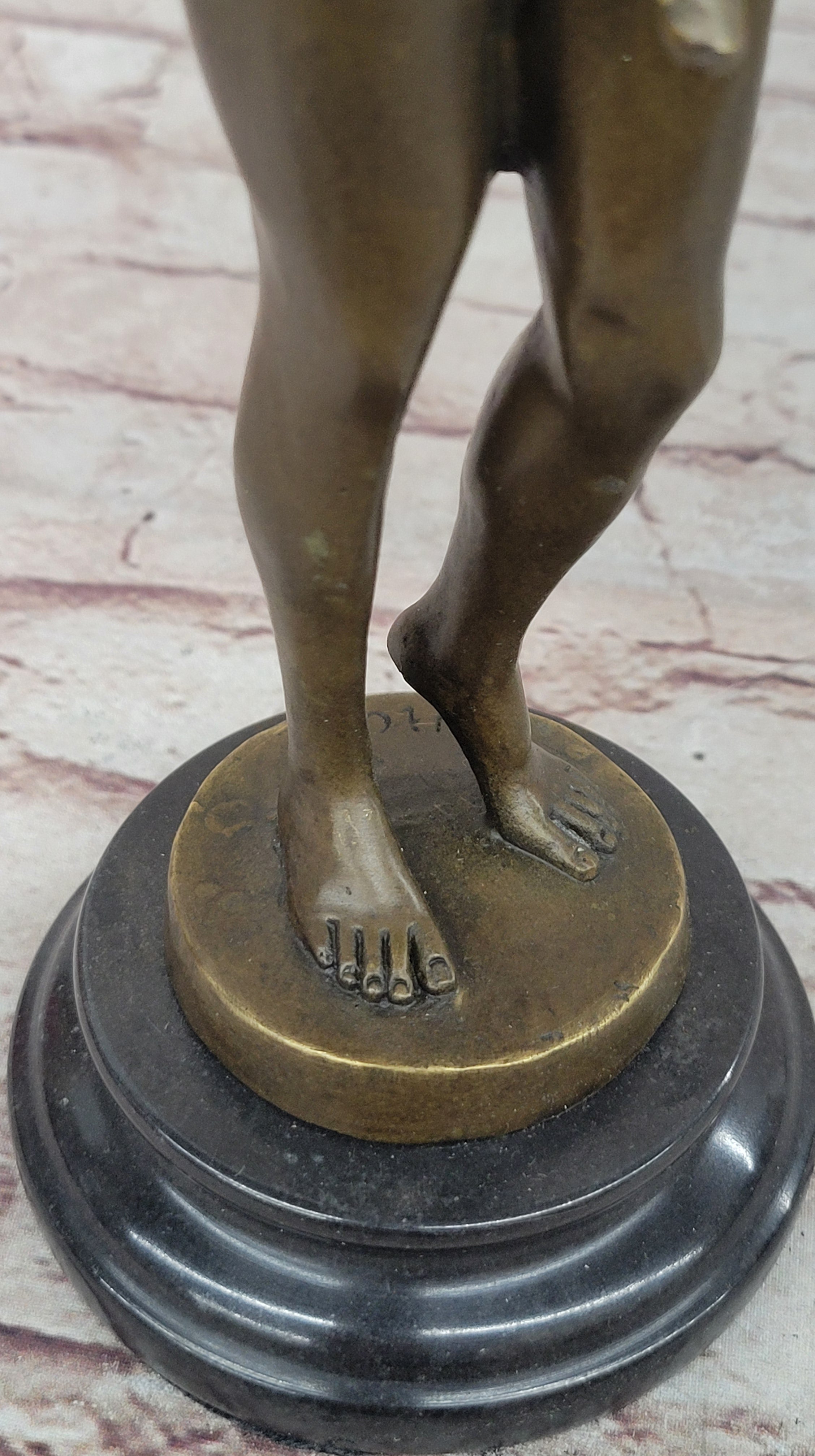 Nude Male Model Erect Penis Erotic Bronze Sculpture Signed Gay Art