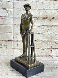 Nude Male Construction Worker Gay Theme Hot Cast Bronze Sculpture Art