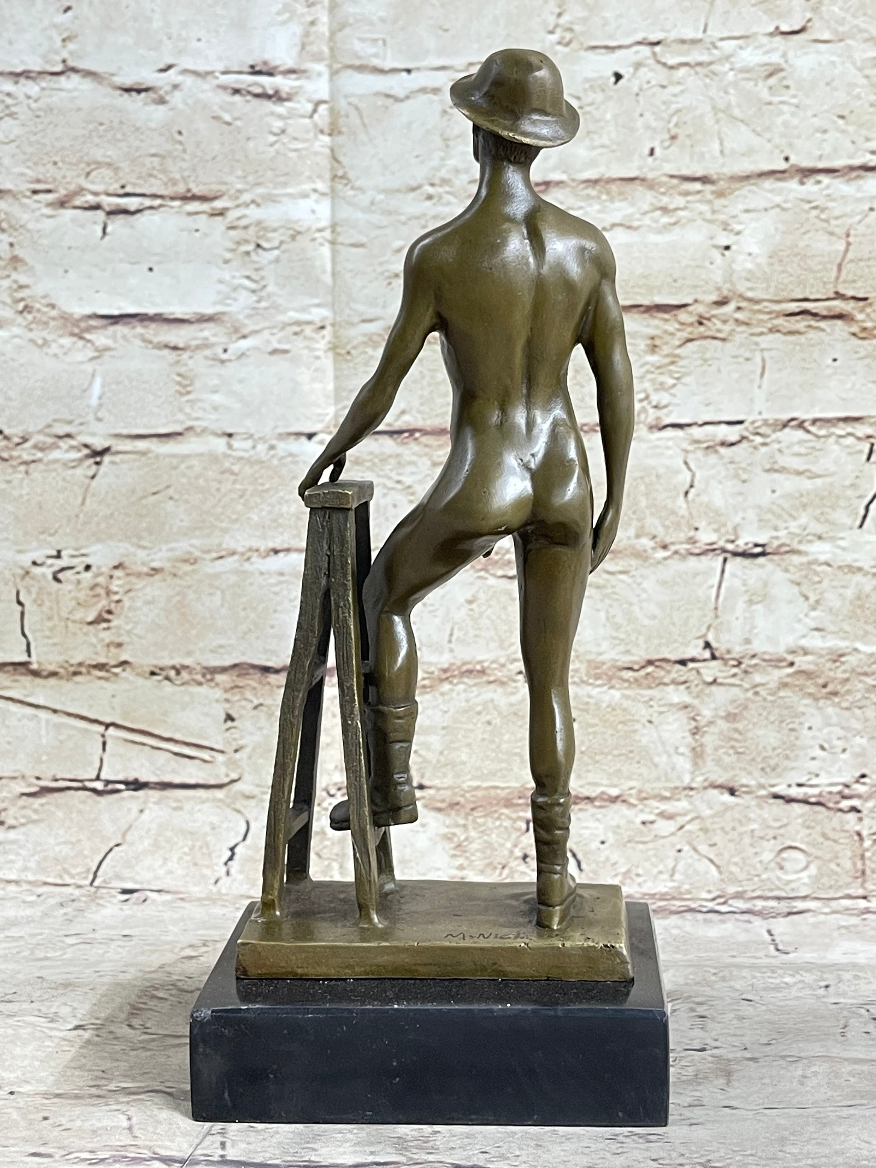 Nude Male Construction Worker Gay Theme Hot Cast Bronze Sculpture Art