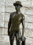 Nude Male Construction Worker Gay Theme Hot Cast Bronze Sculpture Art