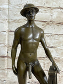 Nude Male Construction Worker Gay Theme Hot Cast Bronze Sculpture Art