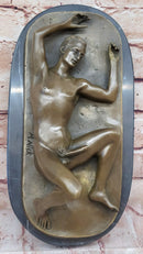 Nude Male Laying on Back Bronze Sculpture Erotic Art Marble 5" x 11"