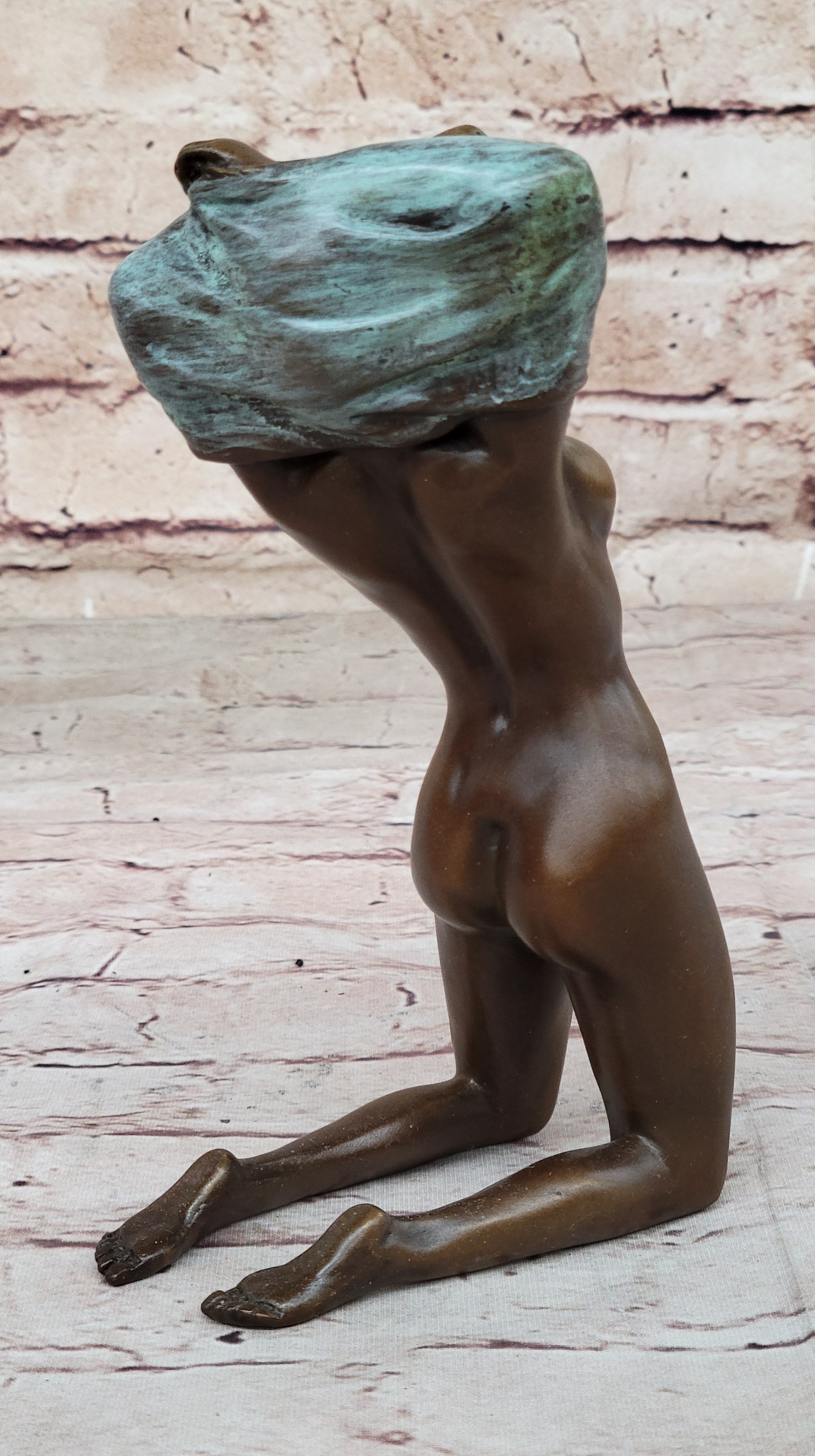Aldo Vitaleh Nude Girl Removing Her Shirt Bronze Sculpture Art