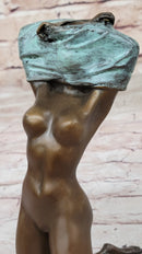 Aldo Vitaleh Nude Girl Removing Her Shirt Bronze Sculpture Art