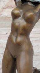 Aldo Vitaleh Nude Girl Removing Her Shirt Bronze Sculpture Art