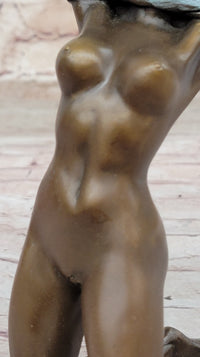 Aldo Vitaleh Nude Girl Removing Her Shirt Bronze Sculpture Art