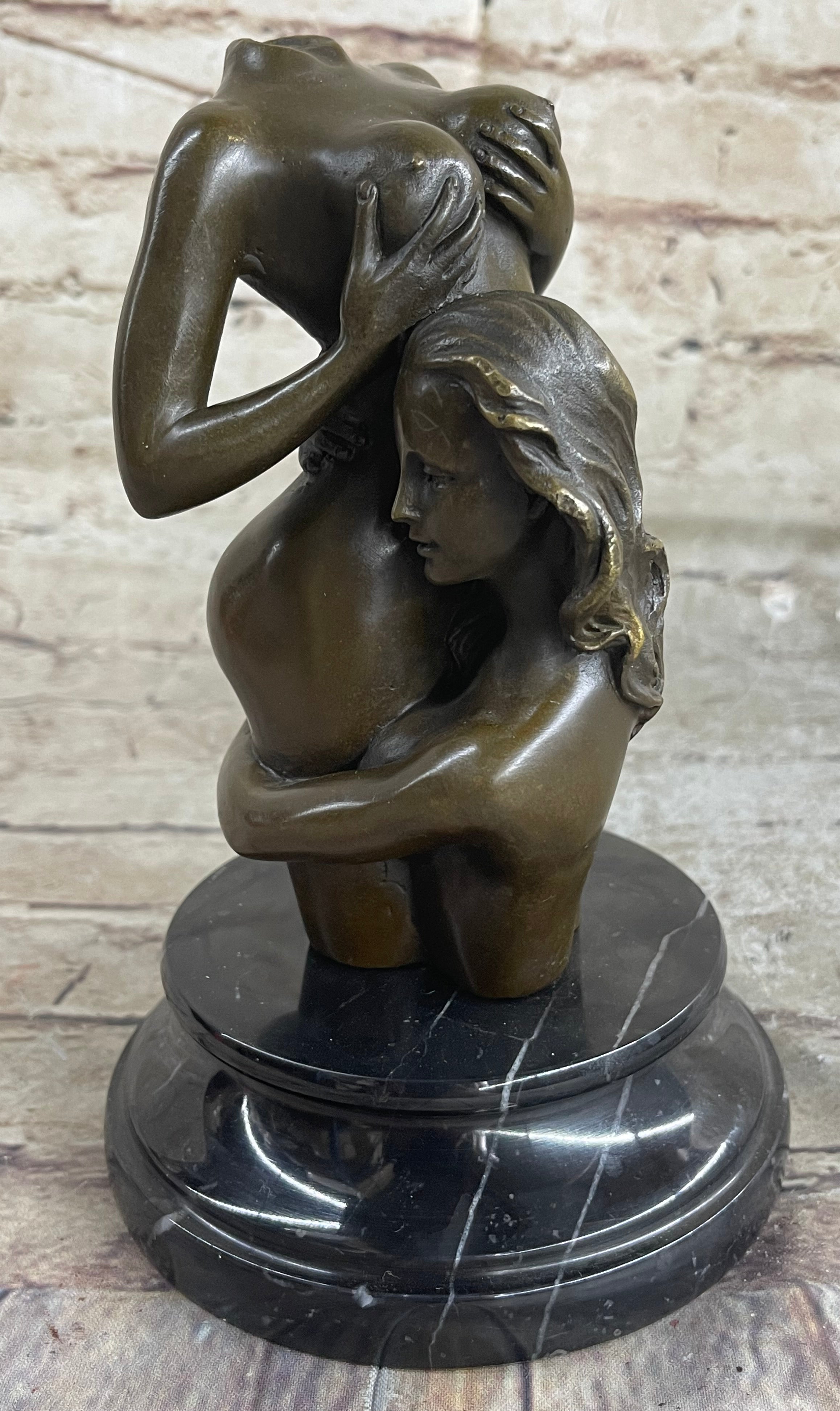 Art crafted Erotic Art Two Girls Bronze Masterpiece Sculpture