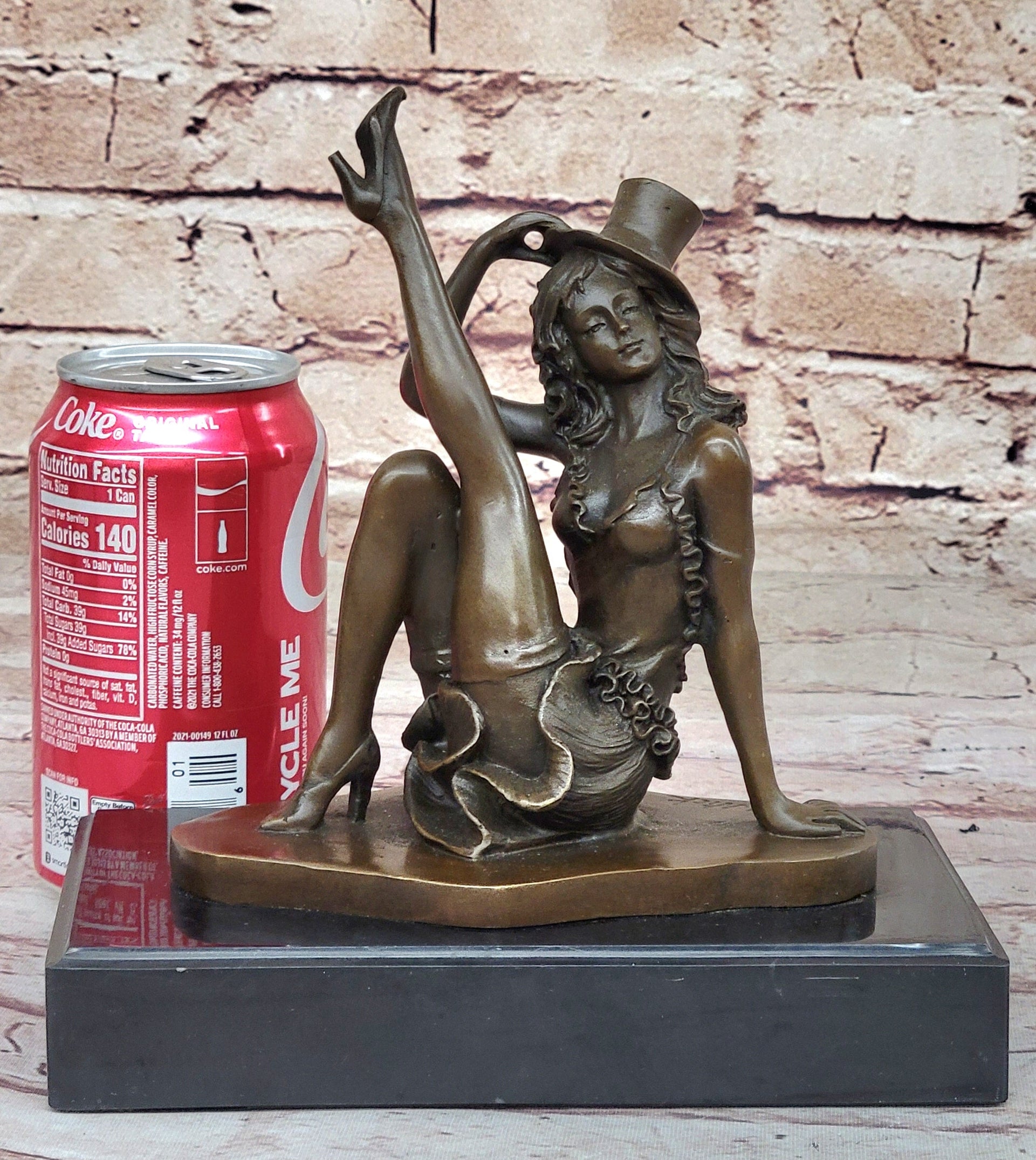Sexy Burlesque Dancer Bronze Sculpture Art Deco Marble