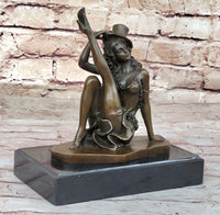 Sexy Burlesque Dancer Bronze Sculpture Art Deco Marble