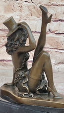 Sexy Burlesque Dancer Bronze Sculpture Art Deco Marble