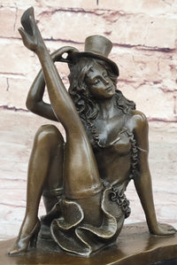 Sexy Burlesque Dancer Bronze Sculpture Art Deco Marble