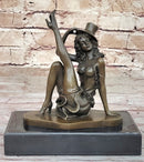 Sexy Burlesque Dancer Bronze Sculpture Art Deco Marble