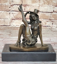 Sexy Burlesque Dancer Bronze Sculpture Art Deco Marble