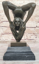 Female Contortionist Acrobat Bronze Figure Sculpture Marble Base