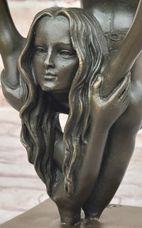 Female Contortionist Acrobat Bronze Figure Sculpture Marble Base