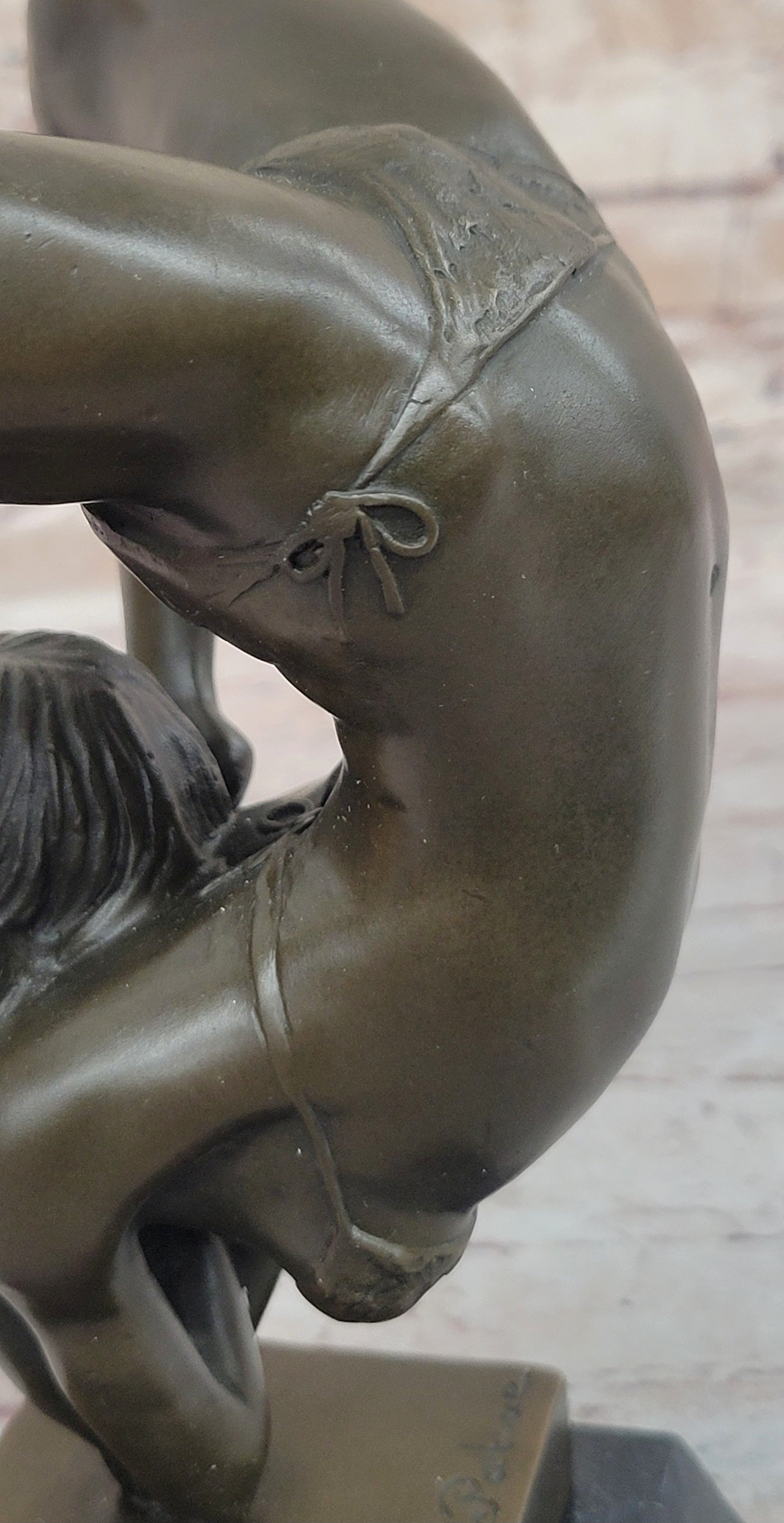 Female Contortionist Acrobat Bronze Figure Sculpture Marble Base
